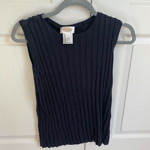 talbots navy sweater vest ribbed